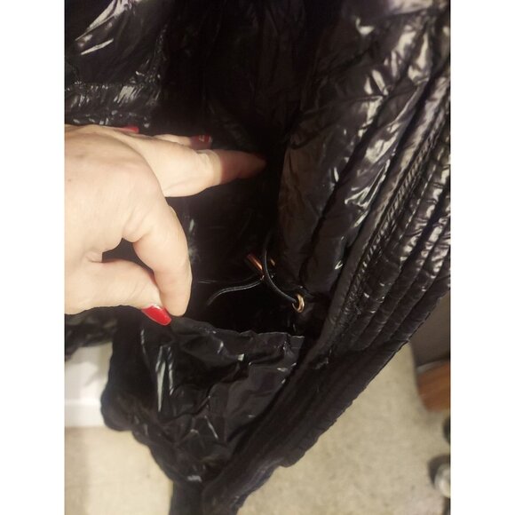 Michael MichaelKors Packable Down Fill Black Coat Size XXL Duster Bag Y2K Nylon - Picture 16 of 16
